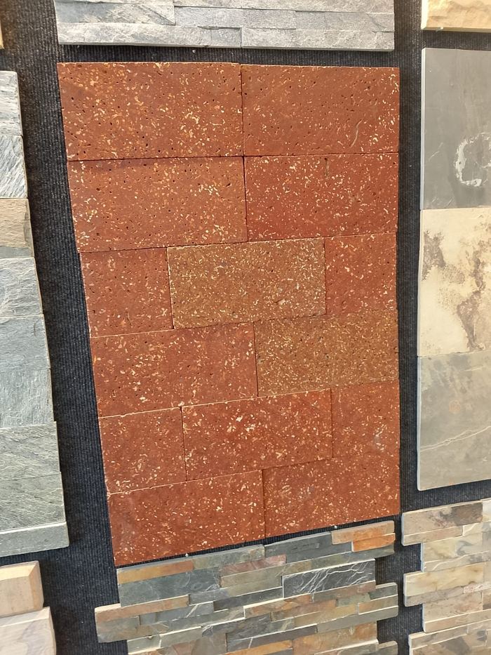 Red laterite stone block sample